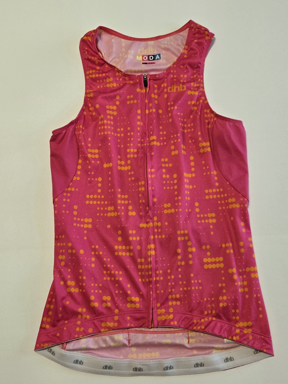 dhb Moda Pink and Orange Sleeveless Full Zip Front Women's Cycling Top